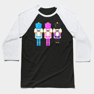 Colorful Nutcracker Trio - Christmas Nutcrackers - Blue, Pink, and Purple - Graphic Art Illustration - Holiday Decor Baseball T-Shirt